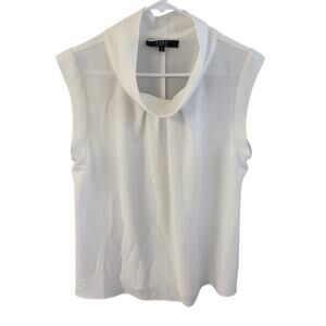 Alex Marie Ivory Sleeveless Cowl/Turtleneck Blouse - Medium